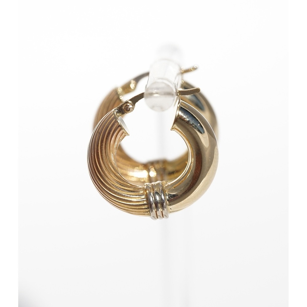 Vintage 18k 750 Solid Yellow Gold Hoop Twist Earrings - Italy 4.30 Grams